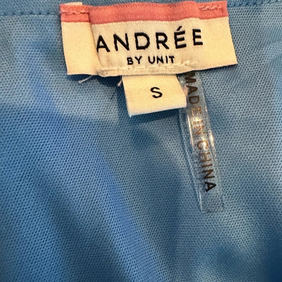 Andree By‎ Unit Floral Ruffle Off Shoulder One Sleeve Dress Blue Pink Sz Small - Picture 5 of 6